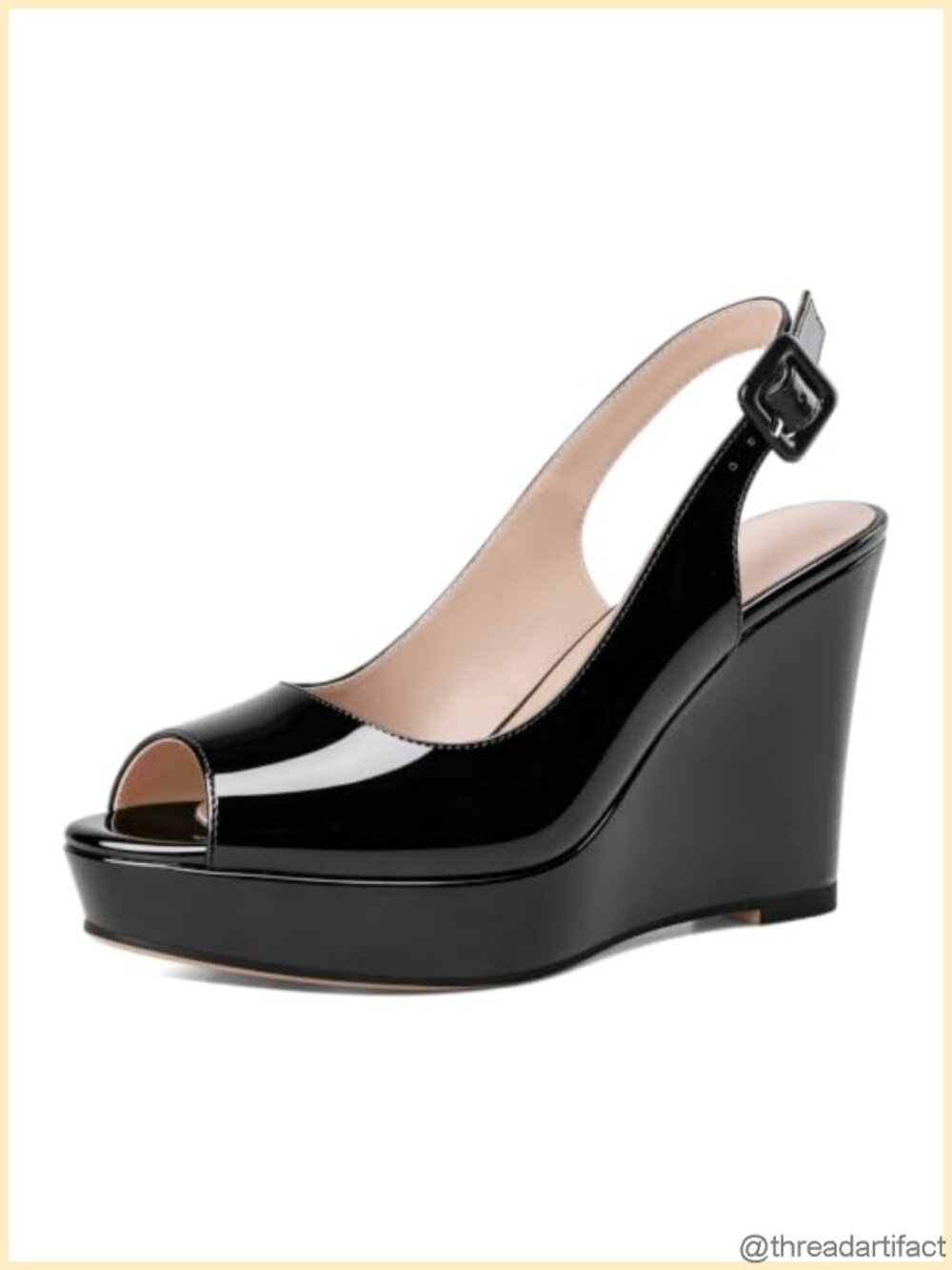 Peep Toe Slingback Platform Wedge Sandals 4 Inch Heels